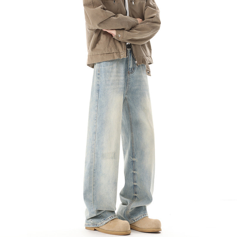 Men's Retro Light Blue Baggy Jeans | Streetwear Wide-Leg Casual Pants