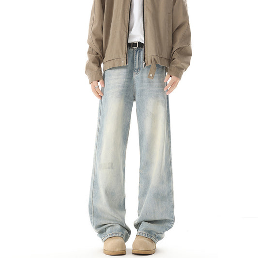 Men's Retro Light Blue Baggy Jeans | Streetwear Wide-Leg Casual Pants