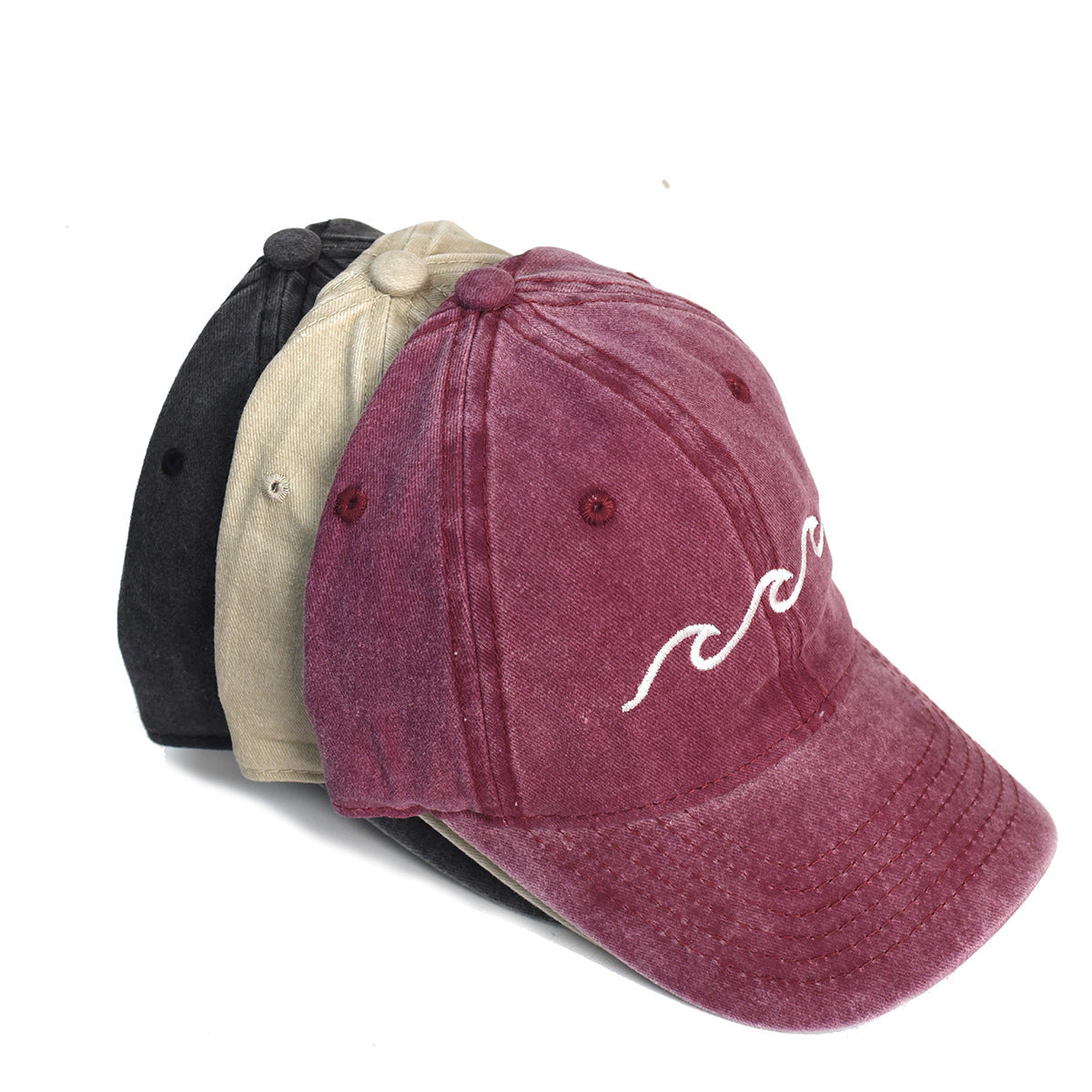 Unisex Minimalist Wave Embroidered Vintage Cap